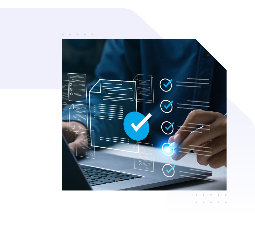 A learner reviewing certification icons on a laptop